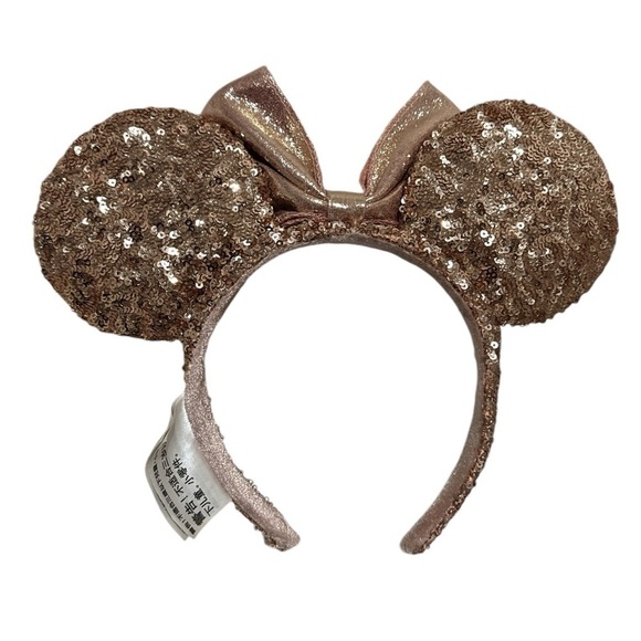 Retired Authentic Disney Parks Rose Gold Sequin Minnie Mouse Ear Headband - Picture 2 of 3